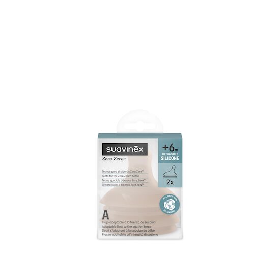 Suavinex 2 Tétines pour biberon anti-colique Zero.Zero  Medium Rose  Suavinex 2 Tétines pour biberon anti-colique Zero.Zero  Medium Rose