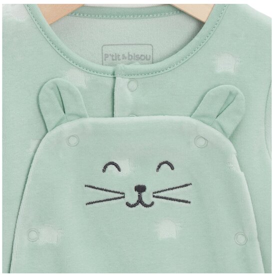 P’tit bisou Pyjama Mon Trousseau Chaton Vert Vert Sauge Pale  P’tit bisou Pyjama Mon Trousseau Chaton Vert Vert Sauge Pale