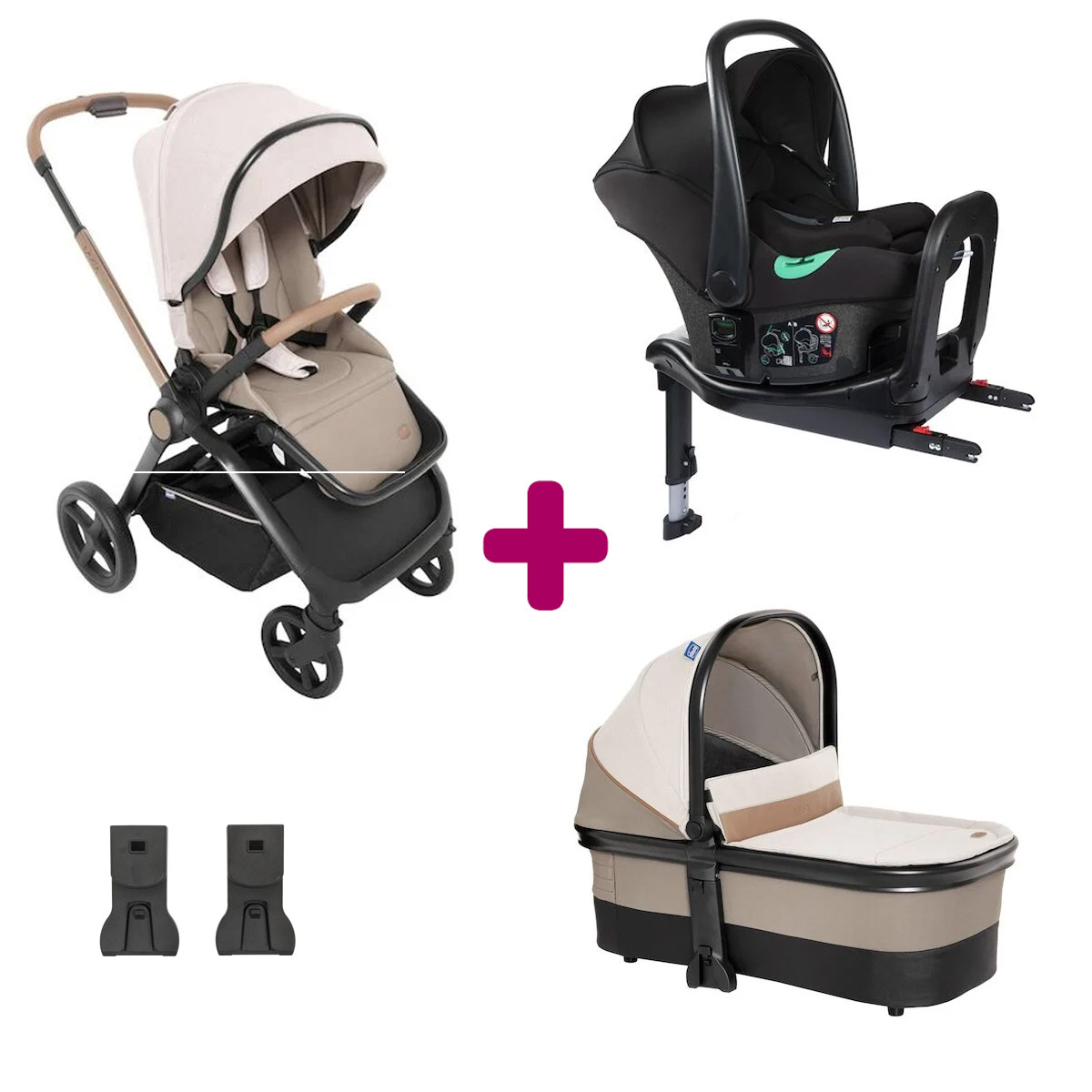 Poussette 3 en 1 Bébé Combinée Siège-Auto Nacelle Trio Réversible