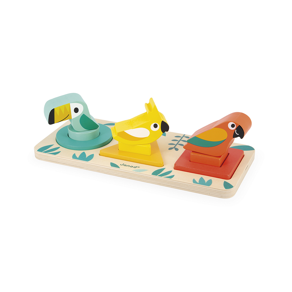Janod - Jeu de formes à empiler Oiseaux tropicaux MULTICOLORE Janod