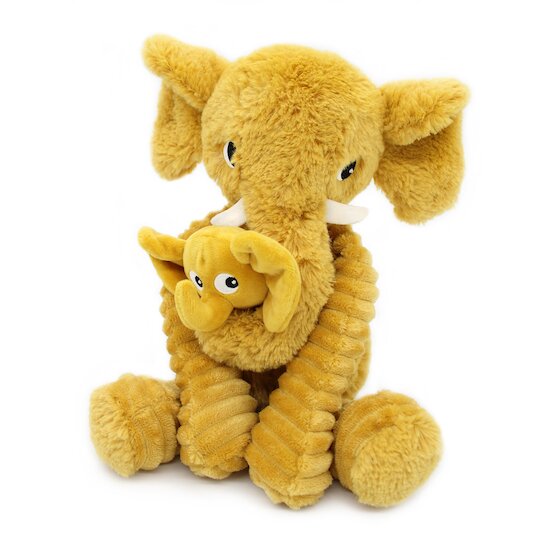 Les Déglingos Peluche Ptipotos Elephant Maman/Bebe Moutarde  Les Déglingos Peluche Ptipotos Elephant Maman/Bebe Moutarde