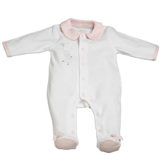 Sauthon Pyjama velours Lilibelle Blanc/Rose 1 mois