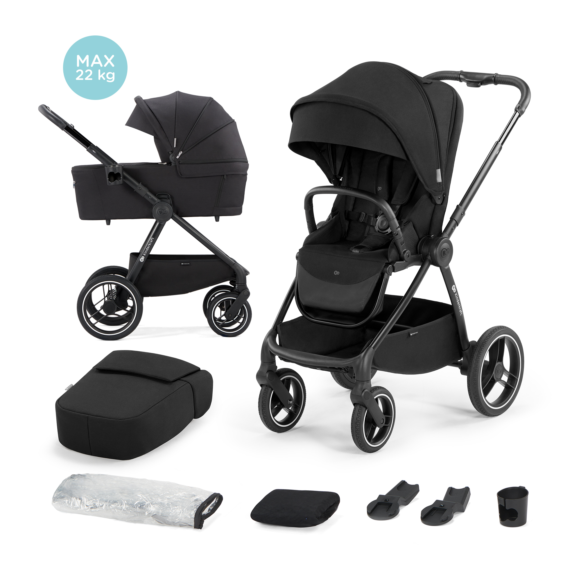 Poussette Multifonction Néa 2en1 NOIR Kinderkraft