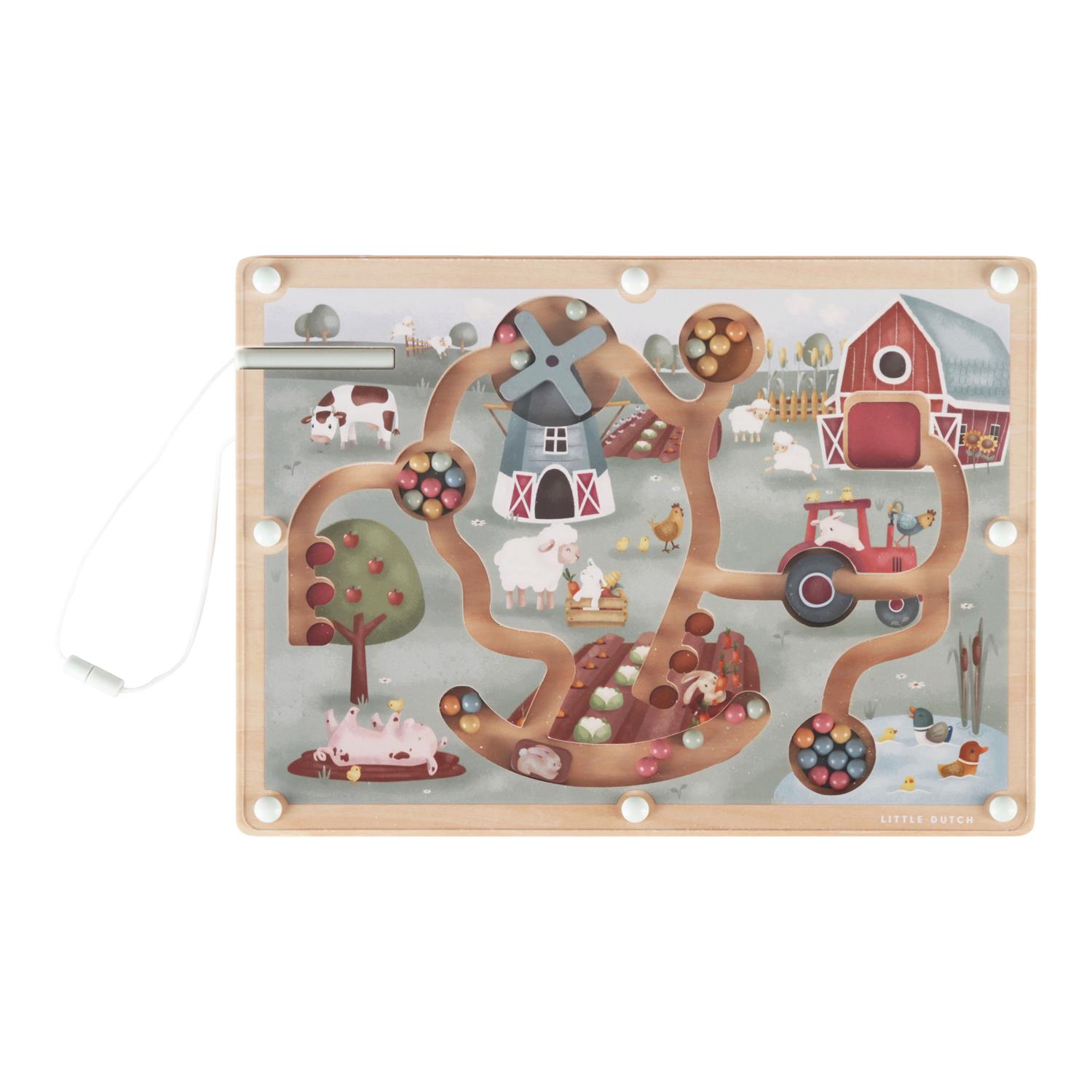 Labyrinthe magnétique en bois FSC MULTICOLORE Little Dutch