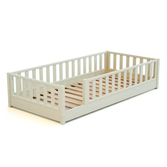 Jurababy Lit au sol enfant en bois Sonho Blanc Perle 90x190 cm Jurababy Lit au sol enfant en bois Sonho Blanc Perle 90x190 cm
