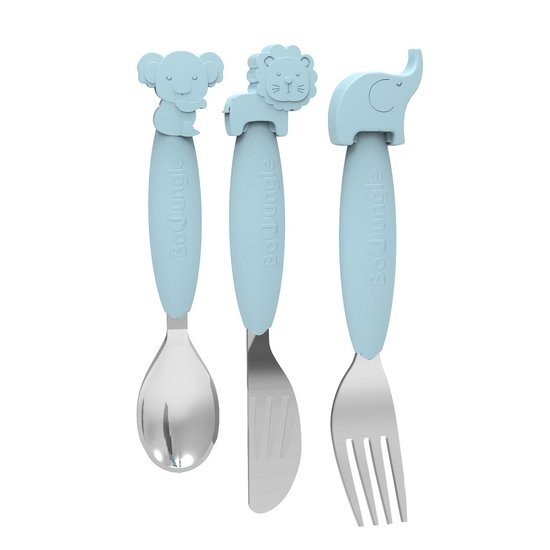Bo Jungle B-Cuillère/fourchette/couteau en silicone Bleu 