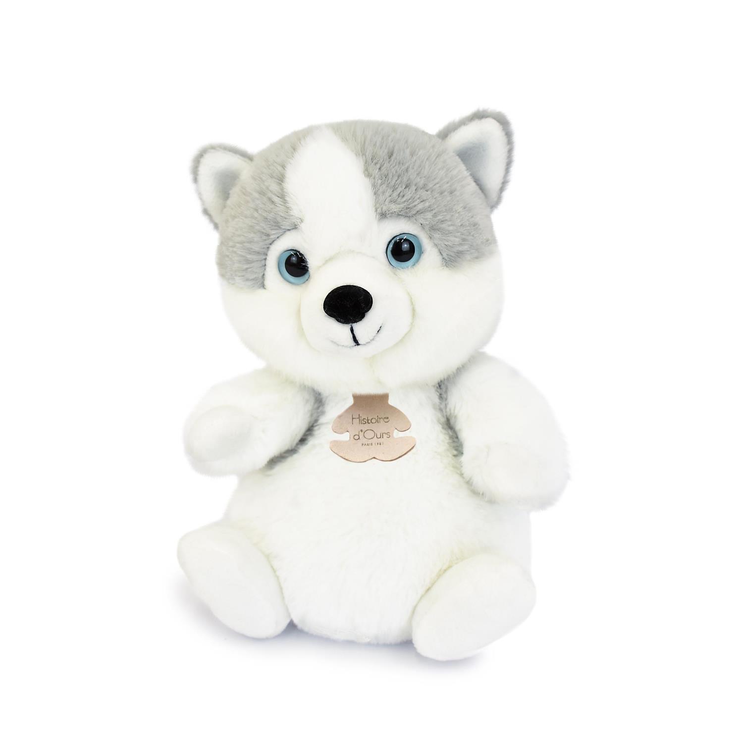 Doudou & Compagnie - Peluche les doux stretch Husky BLANC Doudou & Compagnie
