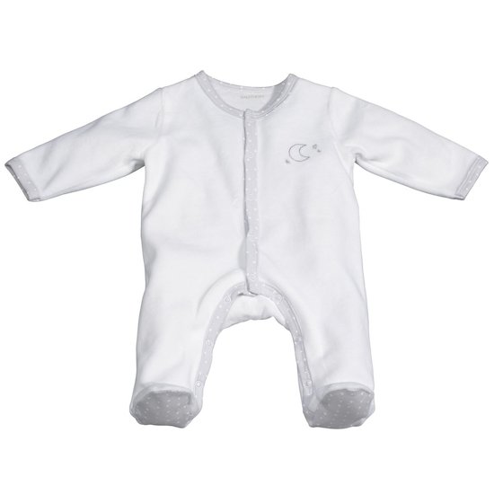 Pyjama Velours Blanc Lune Celeste Pyjama Nouveau Ne De Sauthon Baby Deco