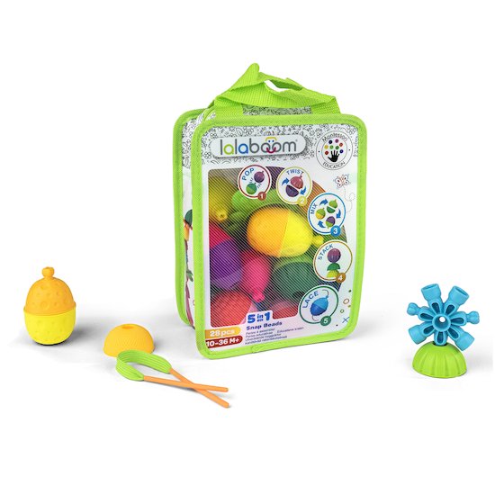 Lalaboom Sac de 28 perles éducatives Multicolore 