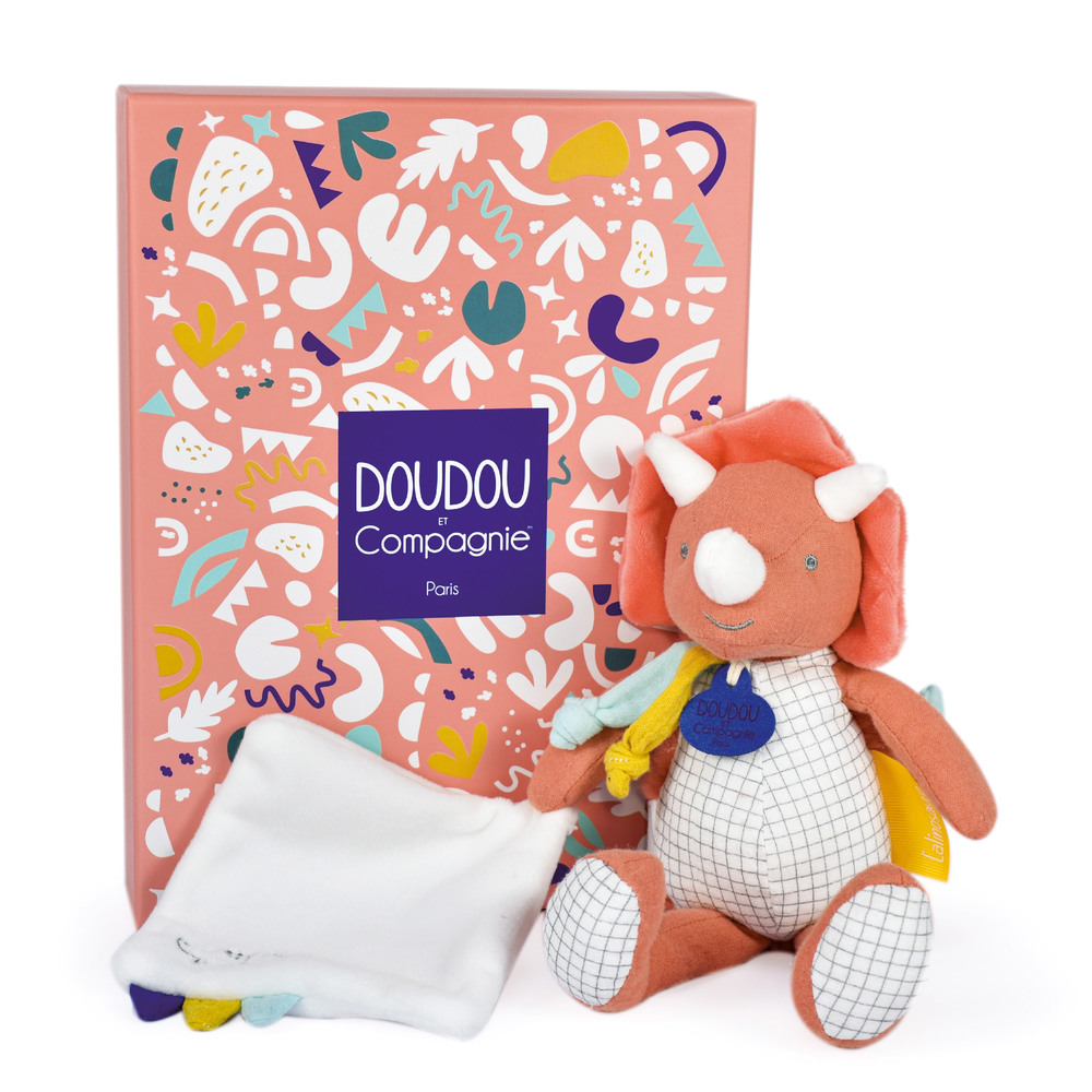 Doudou & Compagnie - Pantin avec doudou Les calinosaures ORANGE Doudou & Compagnie