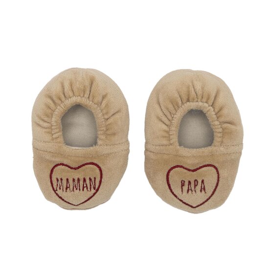 BB&Co Chaussons velours Maman/Papa  Sable 0-6 mois