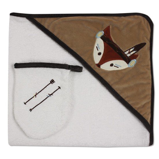Les Chatounets Sortie de bain + gant Indien Taupe 