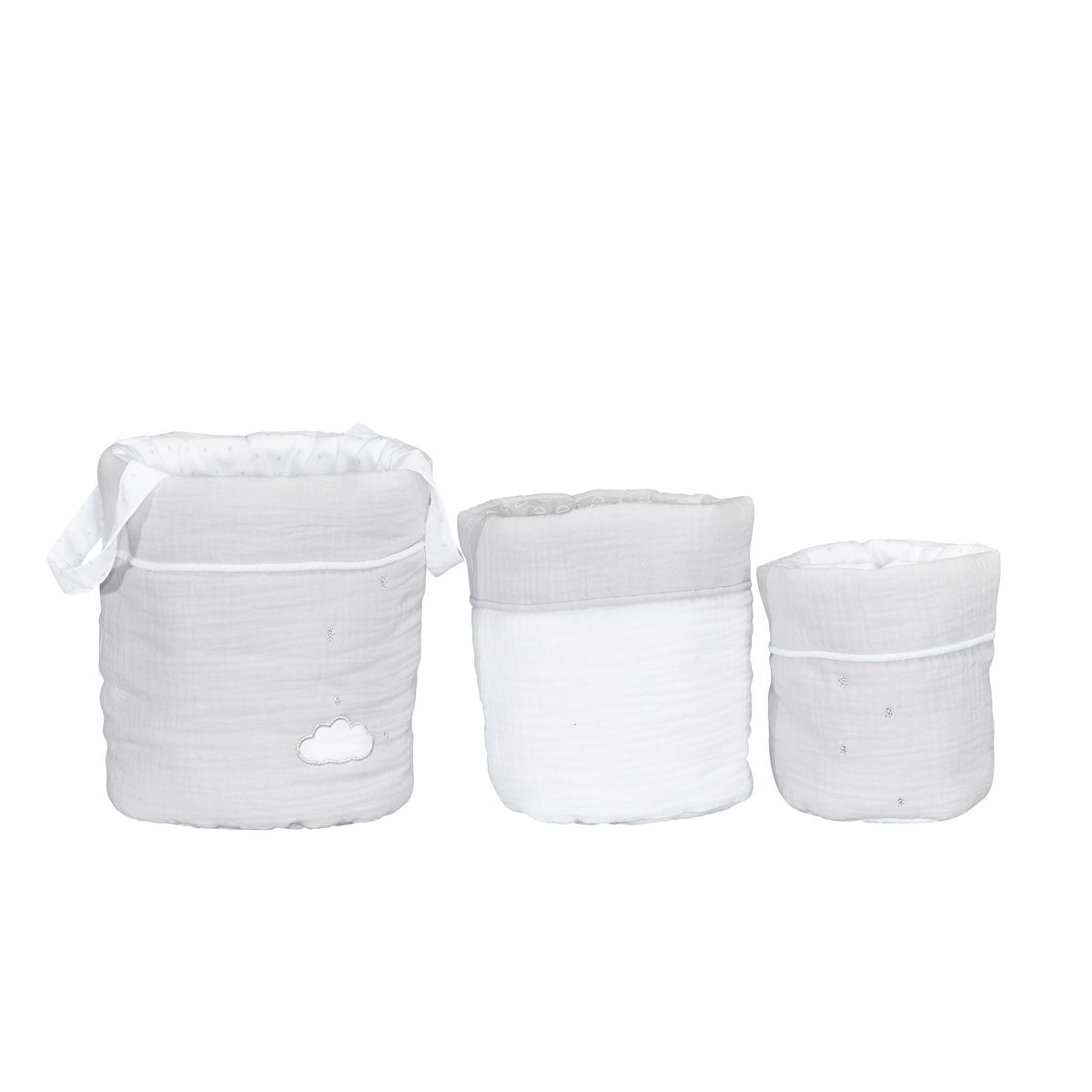 3 Panières gigognes Lily grey GRIS Sauthon