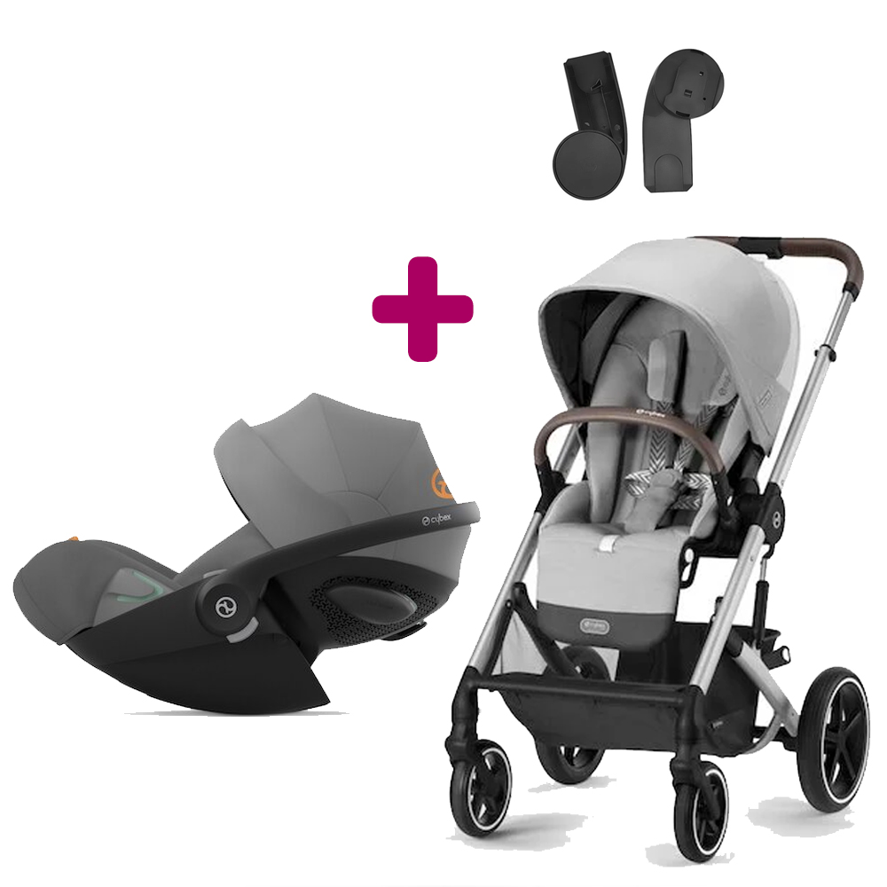 Cybex - Pack Poussette Duo Balios S Lux châssis Silver lava grey + adaptateurs + Coque Cloud G iSize Tissu Plus Lava Grey  Cybex