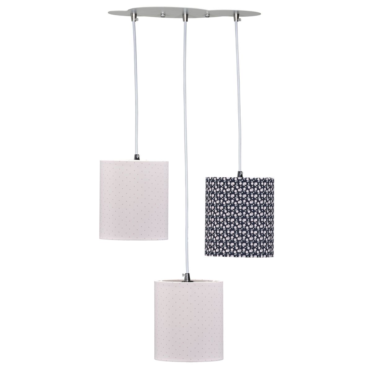 Suspension lumineuse trio Miss Fleur de Lune GRIS Sauthon