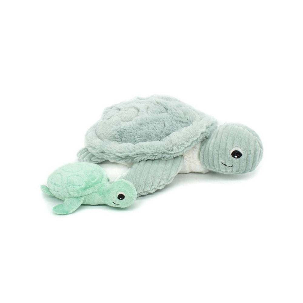 Peluche Ptipotos Tortue Maman/Bébé VERT Les Déglingos