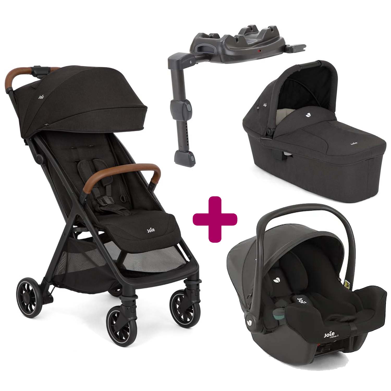 Joie - Pack Poussette Trio Pact Pro Shale + Nacelle Ramble Shale + coque i-snug 2 Shale + base Lx 2  Joie