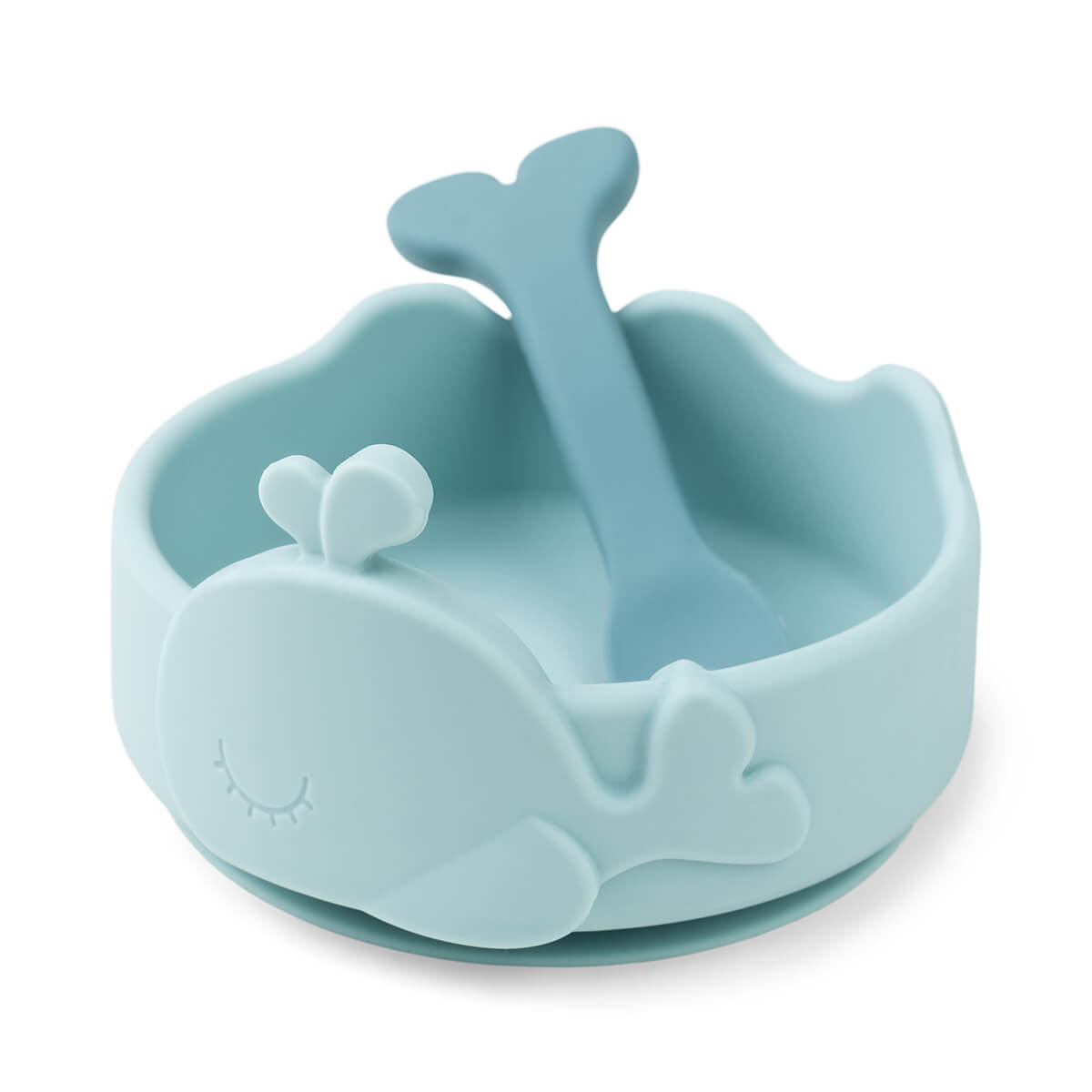 DONE BY DEER - Bol ventouse et cuillère silicone Wally BLEU Done by Deer