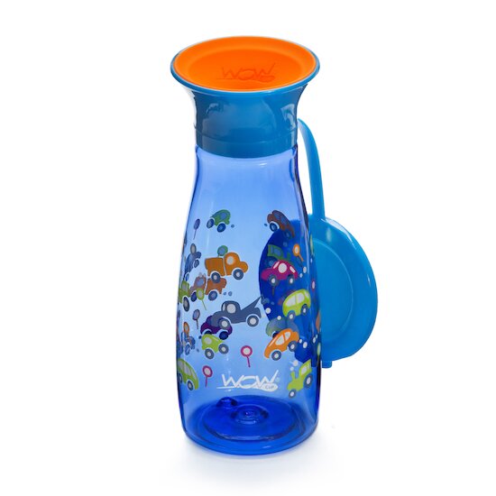Wowcup Gourde  360 ° enfant avec couvercle Voiture Bleu 350 ml Wowcup Gourde  360 ° enfant avec couvercle Voiture Bleu 350 ml