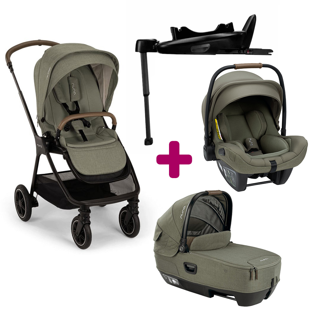 Nuna - Pack Poussette trio Triv Next Pine + Nacelle Cari Next Pine + coque Pipa Next Pine + base next  Nuna
