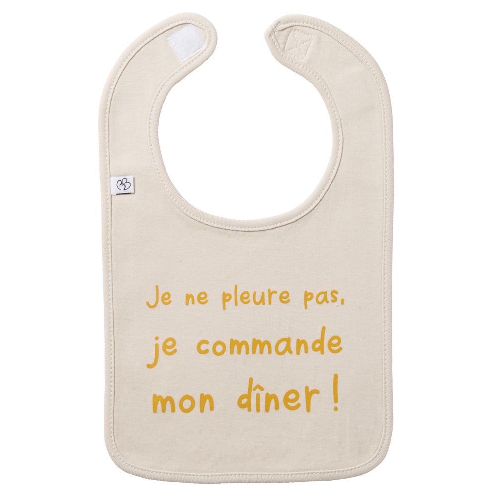 BB & Co - Bavoir "Je ne pleure pas" BEIGE BB&Co