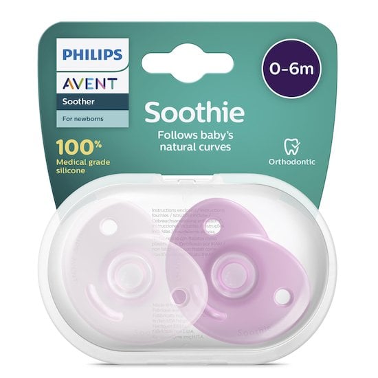 Philips Avent 2 sucettes Soothie cœur Rose clair/Rose framboise 0-6 mois