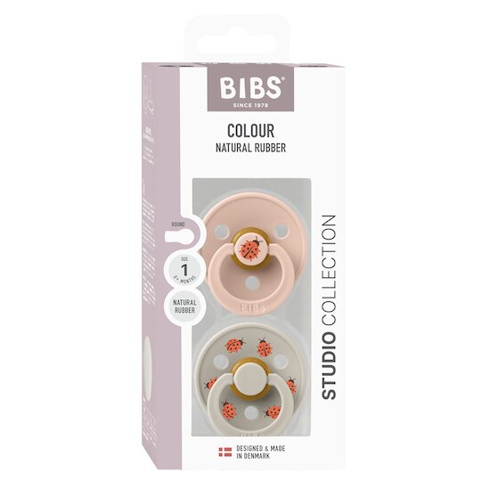 BIBS Tétines Studio Colour 2 Pack Caoutchouc naturel Blush/Sand 