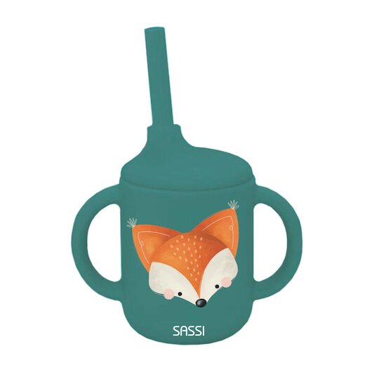 Sassi Junior Tasse avec paille silicone Crunchy The Fox 