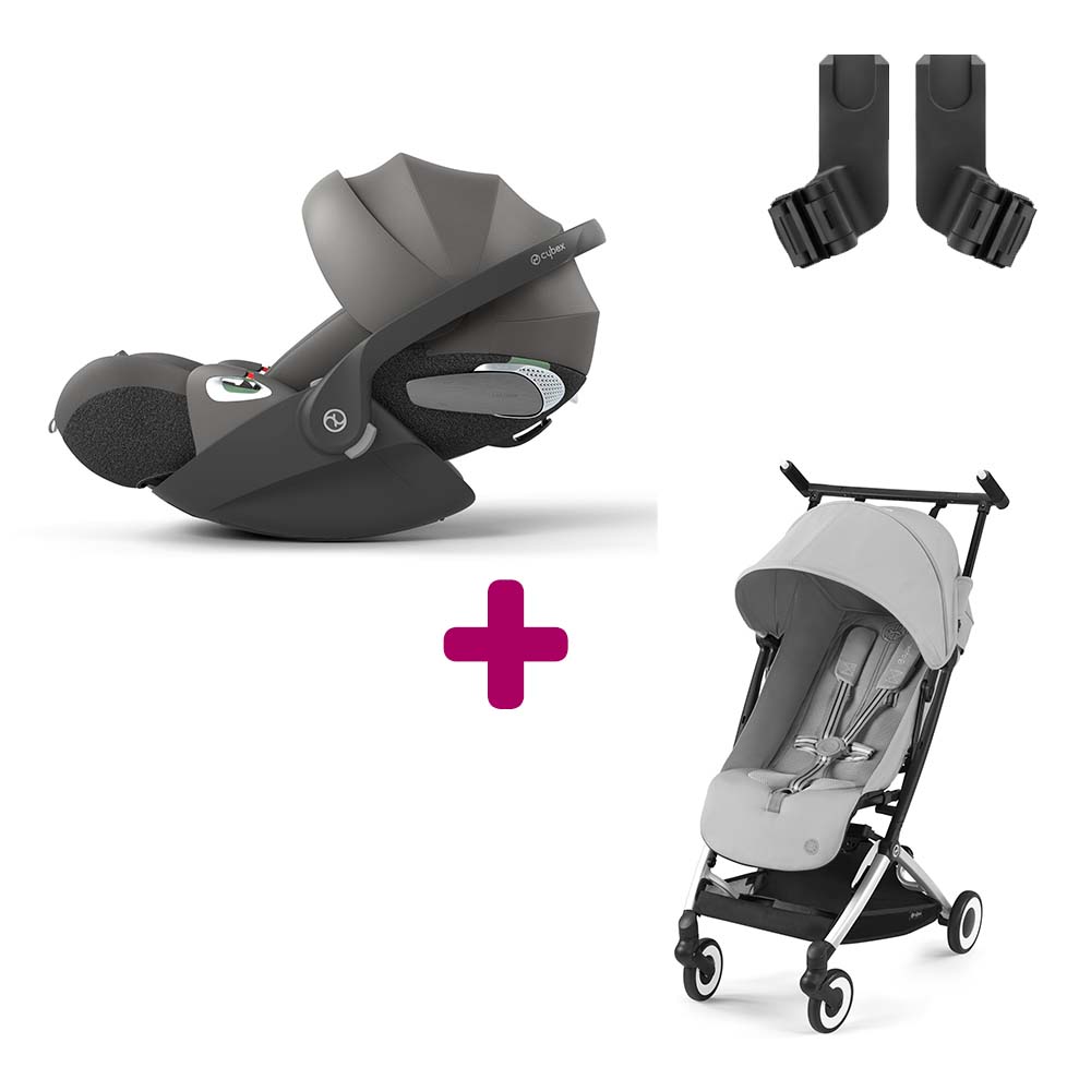 Cybex - Pack Poussette Duo Libelle Fog Grey + adaptateurs + Coque Cloud T i-Size Sepia Black  Cybex