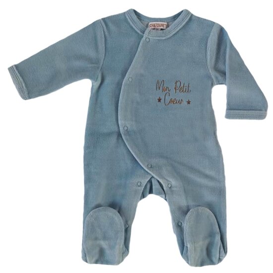 Les Chatounets Pyjama en velours : 1 coloris aléatoire Blanc/Rose/Bleu/Vert/Gris 0-1 mois Les Chatounets Pyjama en velours : 1 coloris aléatoire Blanc/Rose/Bleu/Vert/Gris 0-1 mois