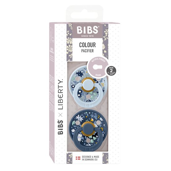 BIBS BIBS x Liberty Tétine Colour 2 Pack Caoutchouc naturel Baby Blue/Steel Blue 