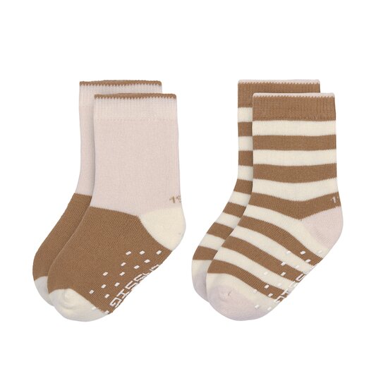 Lässig 2 chaussettes GOTS antidérapantes caramel/rose 19-22