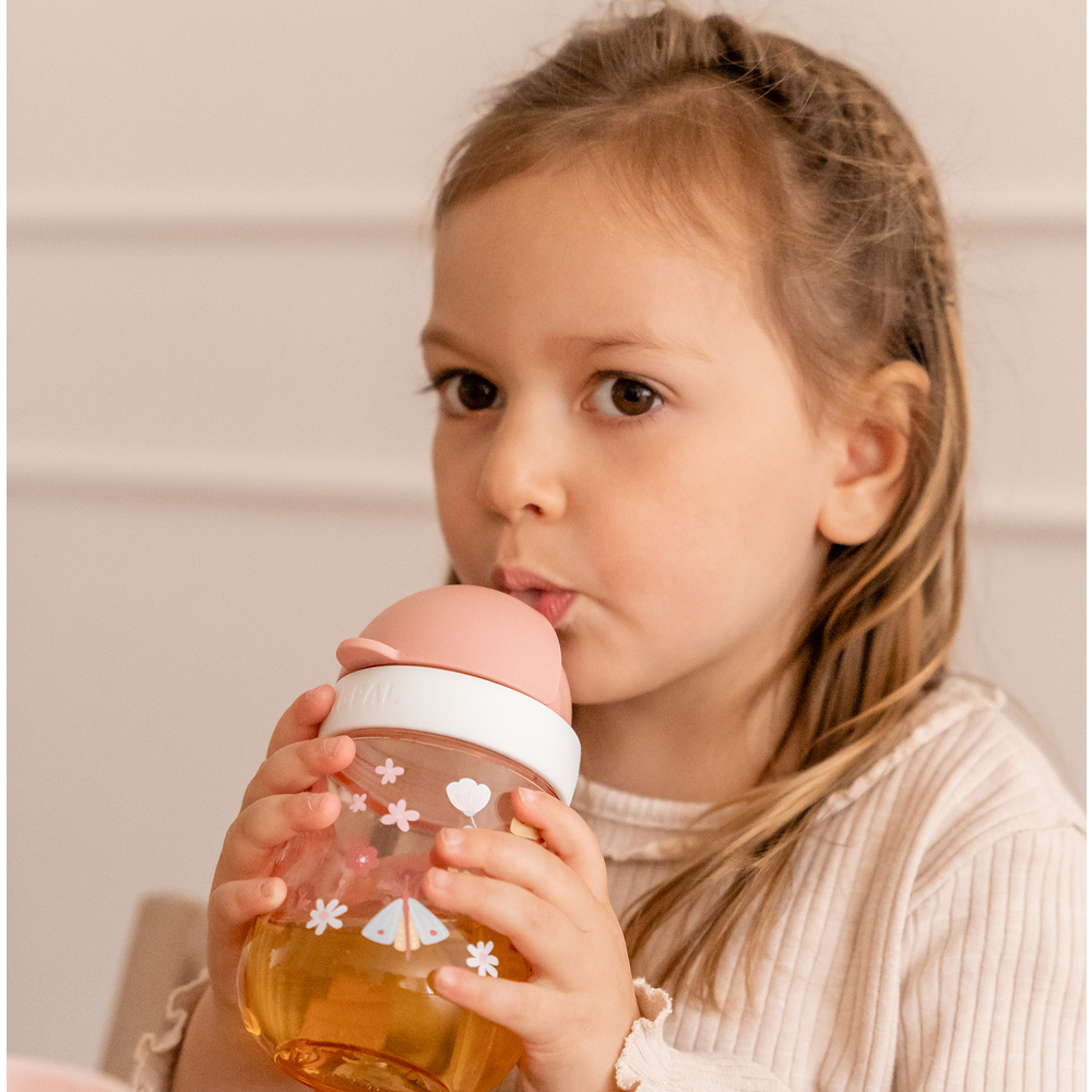 LITTLE DUTCH - Tasse d’apprentissage à paille mio - Flowers & Butterflies ROSE Little Dutch