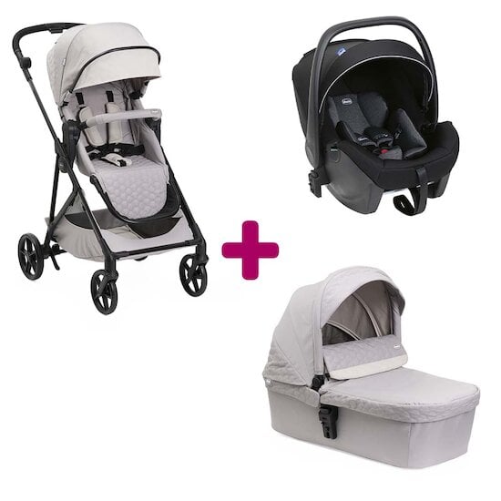 Chicco Pack poussette trio Seety Florence beige + coque Kory plus air black+ nacelle seety florence beige  