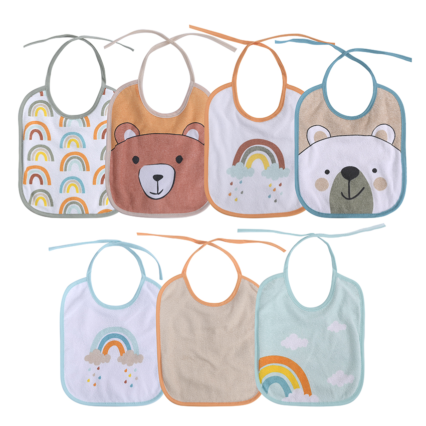 Lot de 7 bavoirs avec liens MULTICOLORE Lorelli