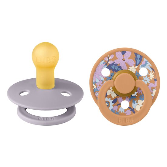 BIBS BIBS x Liberty 2 Pack tétines Colour Caoutchouc naturel Pumpkin/Fossil Grey 