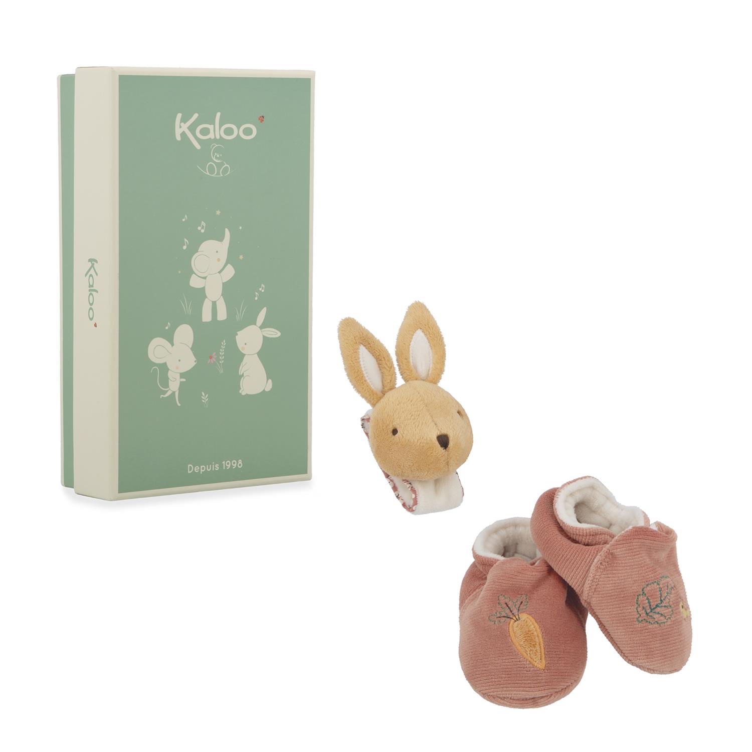 Peluche d'activités Bracelet & Chaussons Lapin MARRON Kaloo