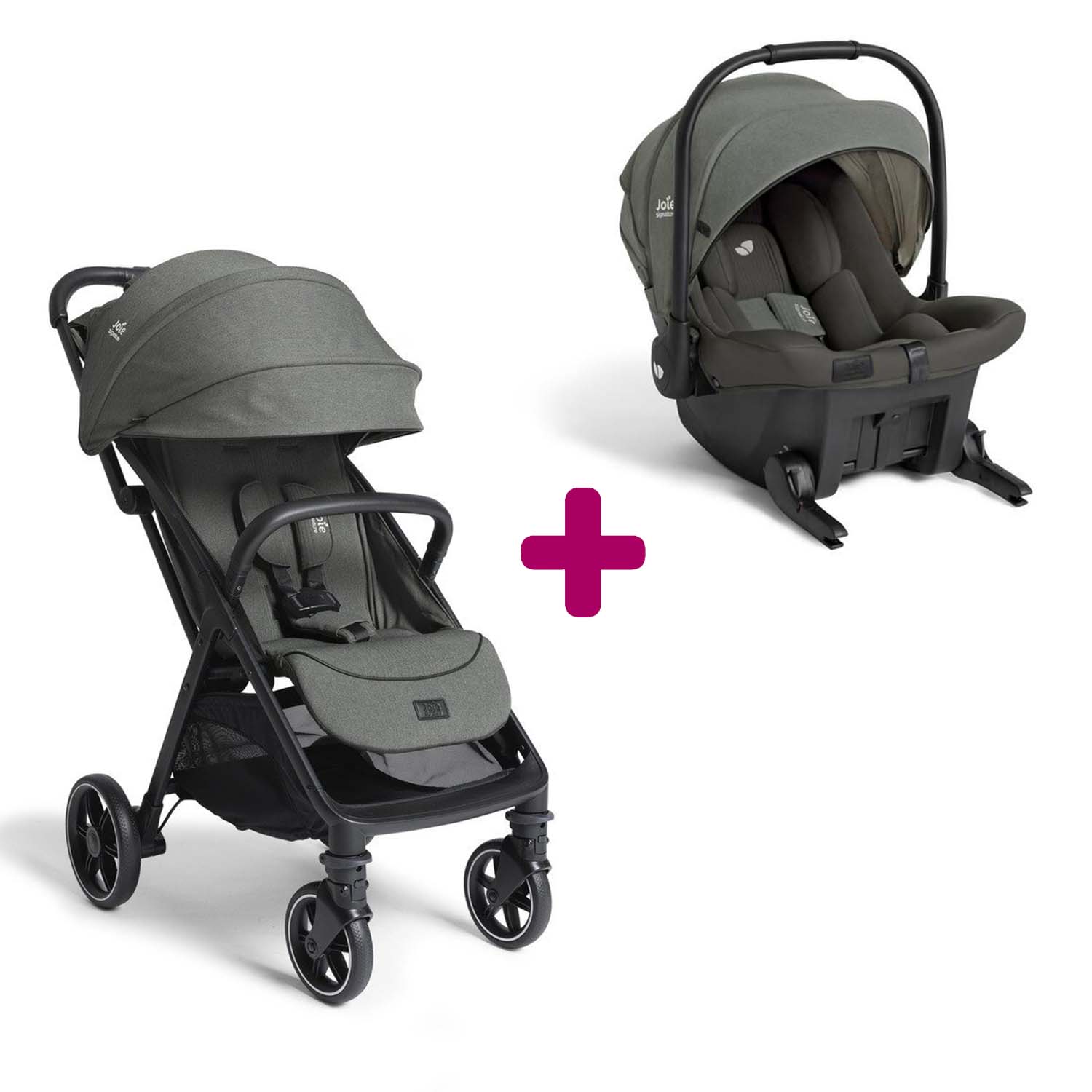 Pack Poussette duo Parcel Lx Evergreen + coque Sprint Evergreen Joie