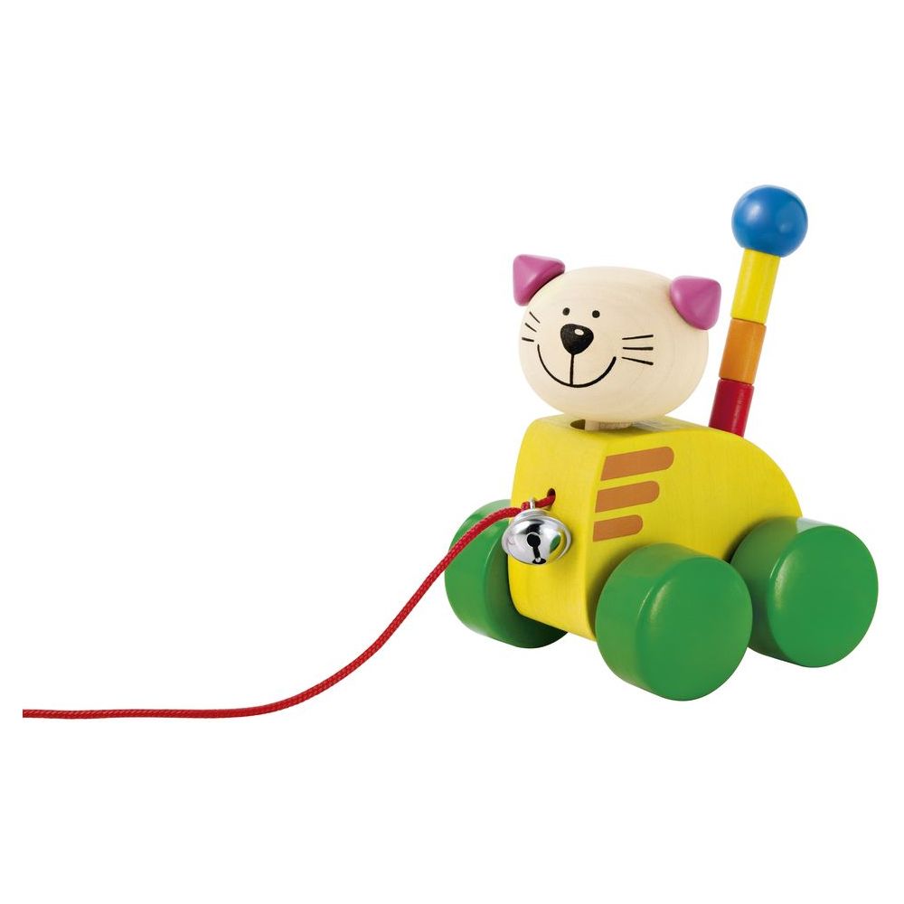 Tinka, chat en bois massif à tirer MULTICOLORE Selecta