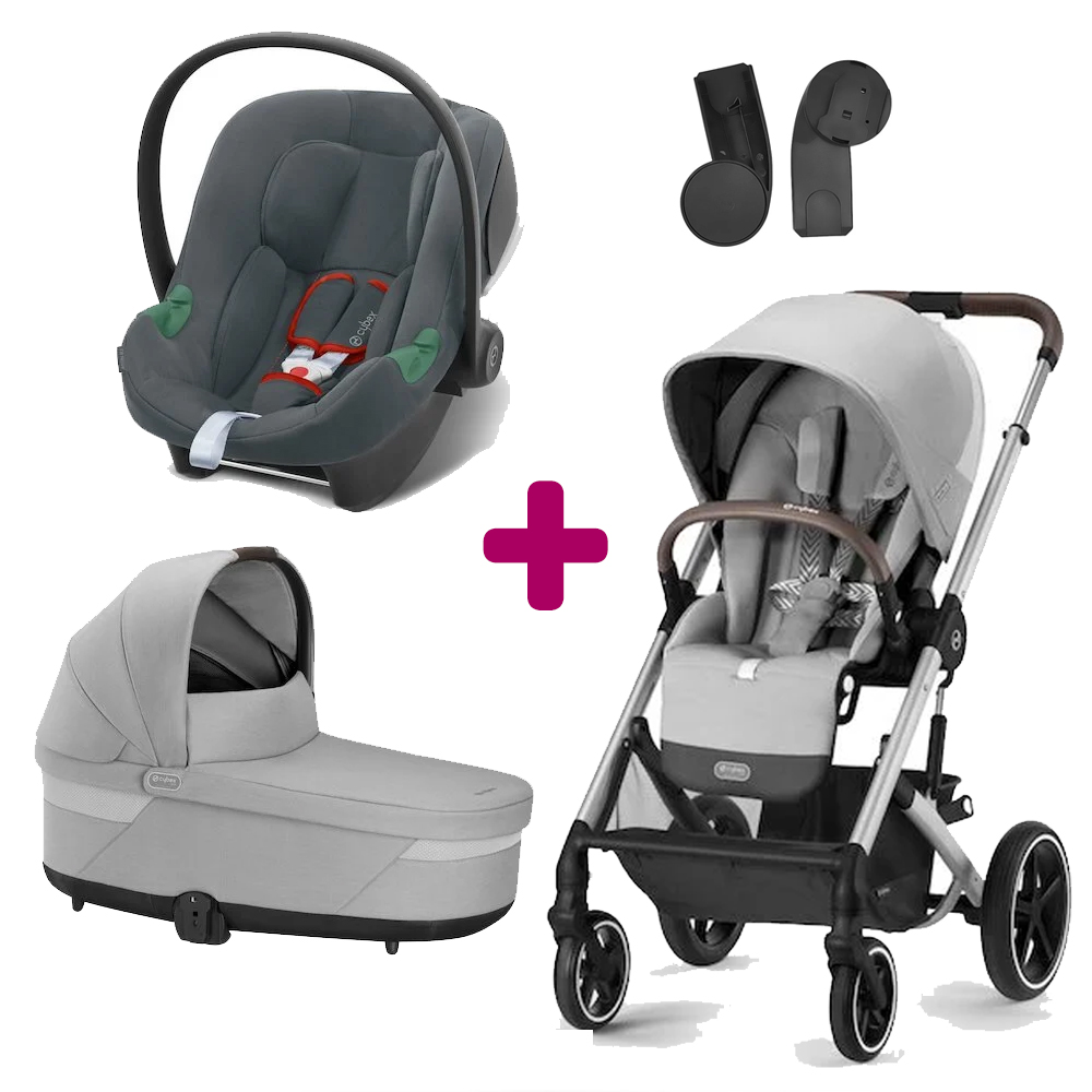 Pack poussette trio Balios S Lux châssis Silver - lava grey + nacelle Cot S Lux + coque aton B2 steel grey Cybex