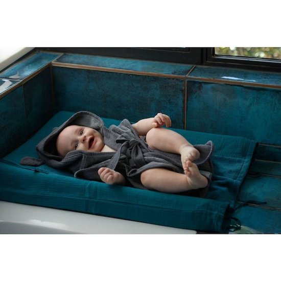 BB&Co Housse de matelas à langer bambou & gaze Mix & Match Vert Paon 60x80 cm