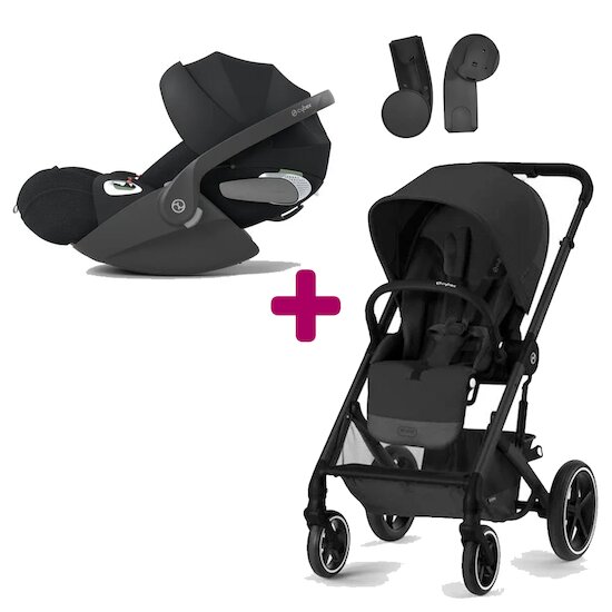 Cybex Pack poussette duo Balios S Lux Black moon + coque cloud T i-size tissus plus Sepia Black  