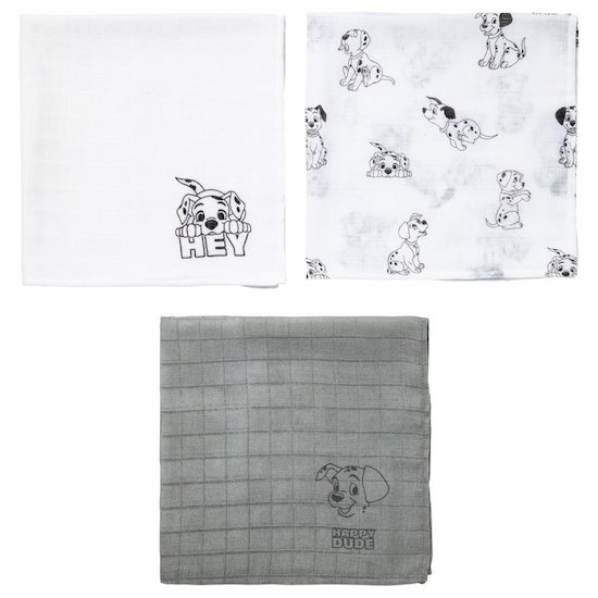 Disney Baby Lot de 3 langes 101 Dalmatiens 60x60 cm Disney Baby Lot de 3 langes 101 Dalmatiens 60x60 cm