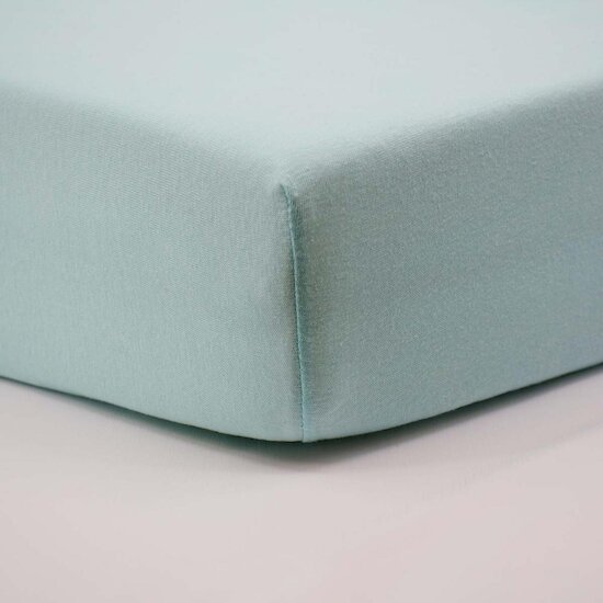 BabyCalin Lot de 2 Draps Housse Jersey  Blanc/turquoise 