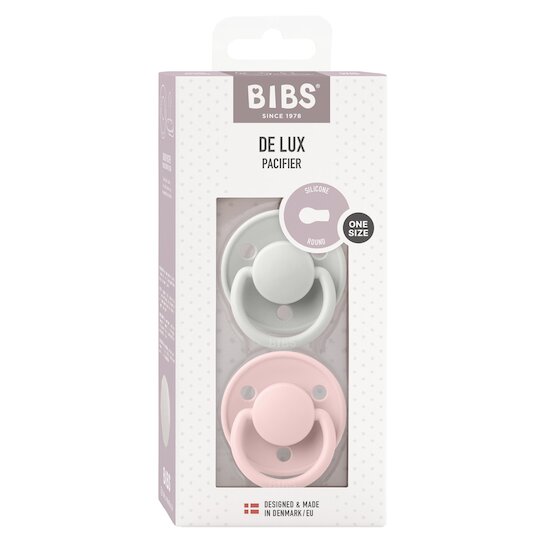 BIBS Tétines De Lux 2 Pack Silicone Haze/Blossom 