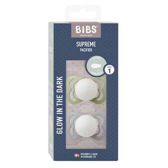 BIBS Tétines Supreme 2 Pack Silicone Sage Glow/Cloud Glow 