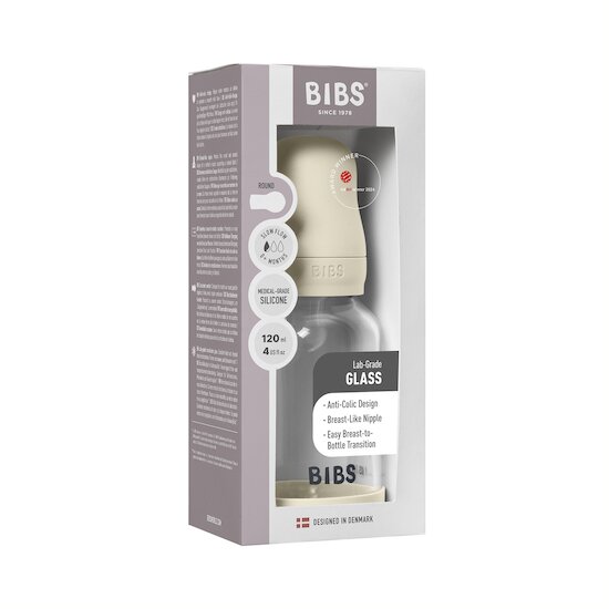 BIBS Biberon en verre Rond Silicone 1 Pack  Ivory 