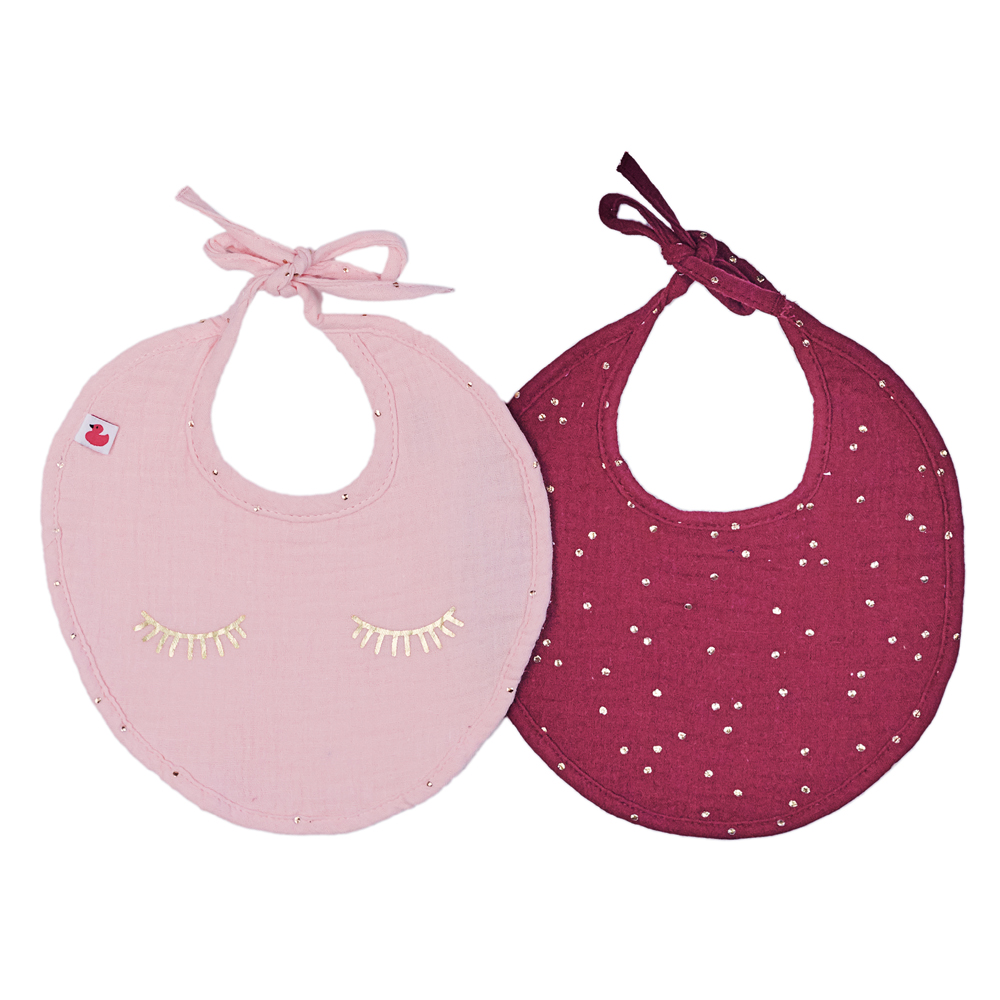 2 Bavoirs en gaze de coton ROSE BB&Co