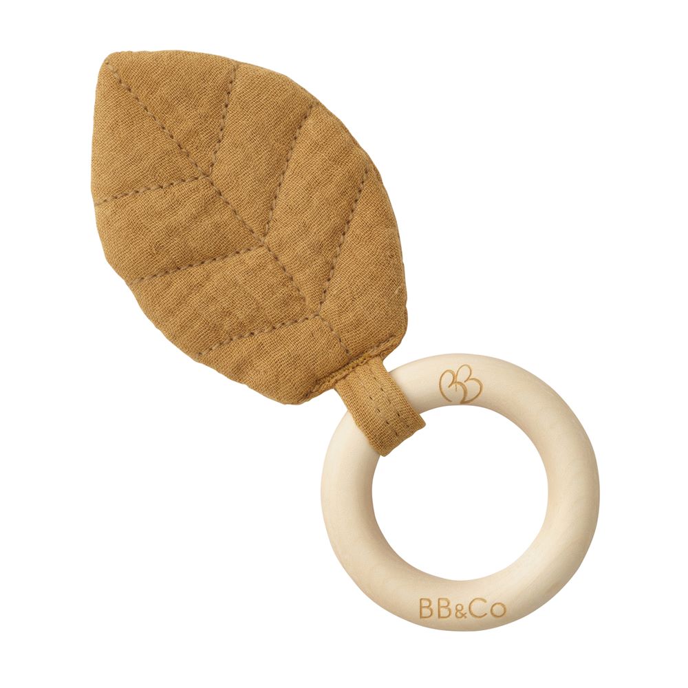 BB & Co - Hochet de dentition forme feuille MARRON BB&Co
