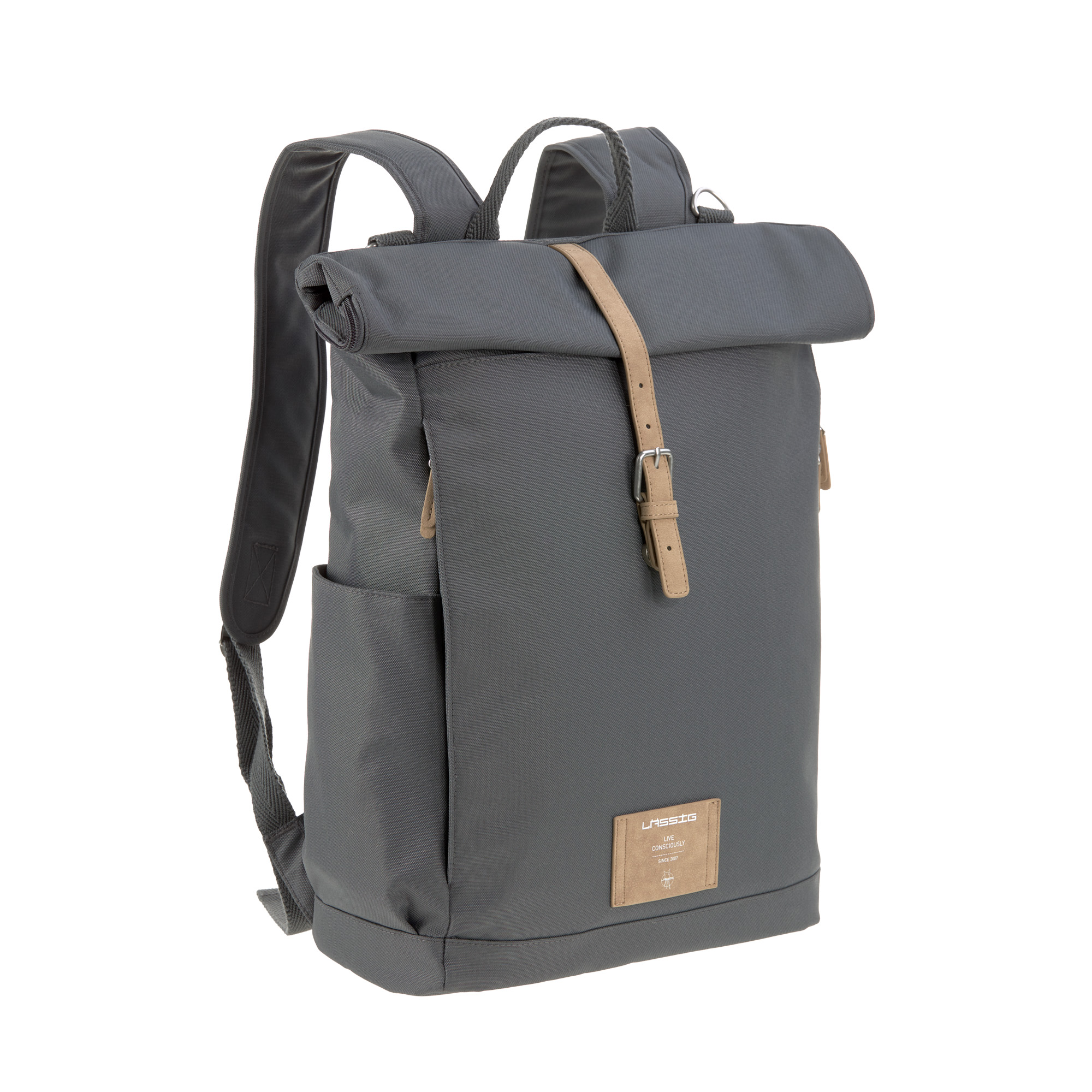 Lässig - Sac à dos à langer Rolltop Green Label GRIS Lässig